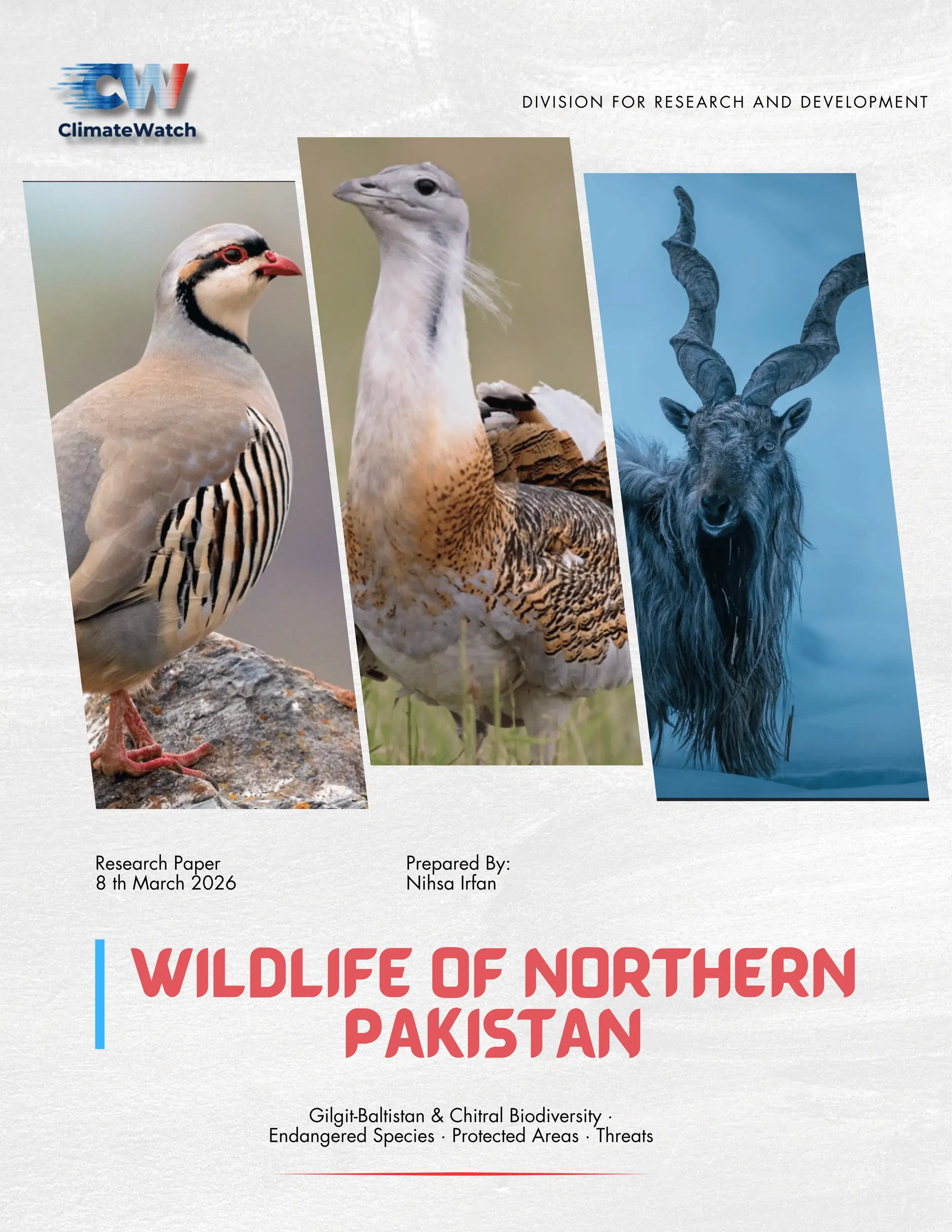 Cover of Wildlife of Northern Pakistan, a ClimateWatch reference publication on Gilgit-Baltistan and Chitral.